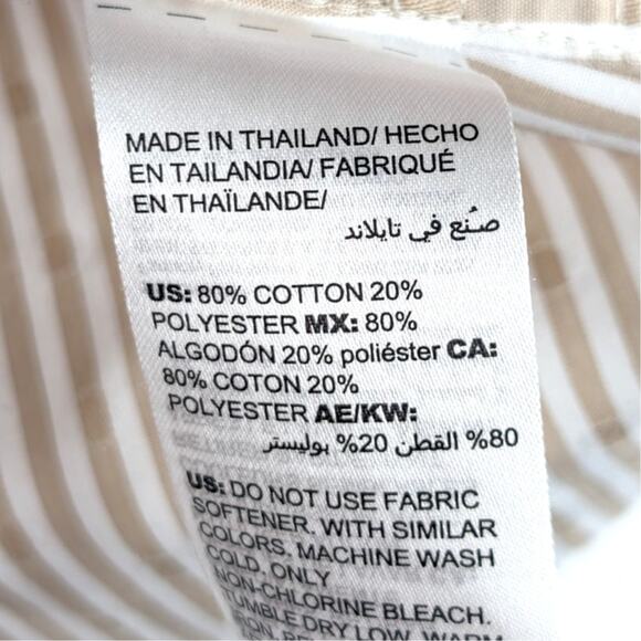 Chico’s 0 Button Up Shirt Womens Tan Stripe No Iron Coolmax Long Sleeve - Picture 3 of 4